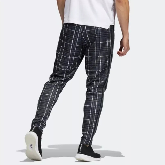 Adidas Tiro Soccer Pants Mens M Gray Black Tartan Plaid Zip Pocket Tapered Leg - Picture 4 of 15
